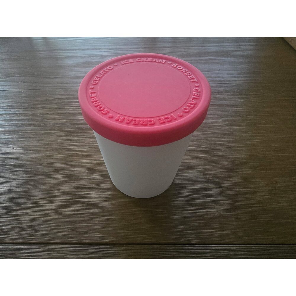 Reusable Ice Cream Storage Container with Pink Lid - 1 Pint
